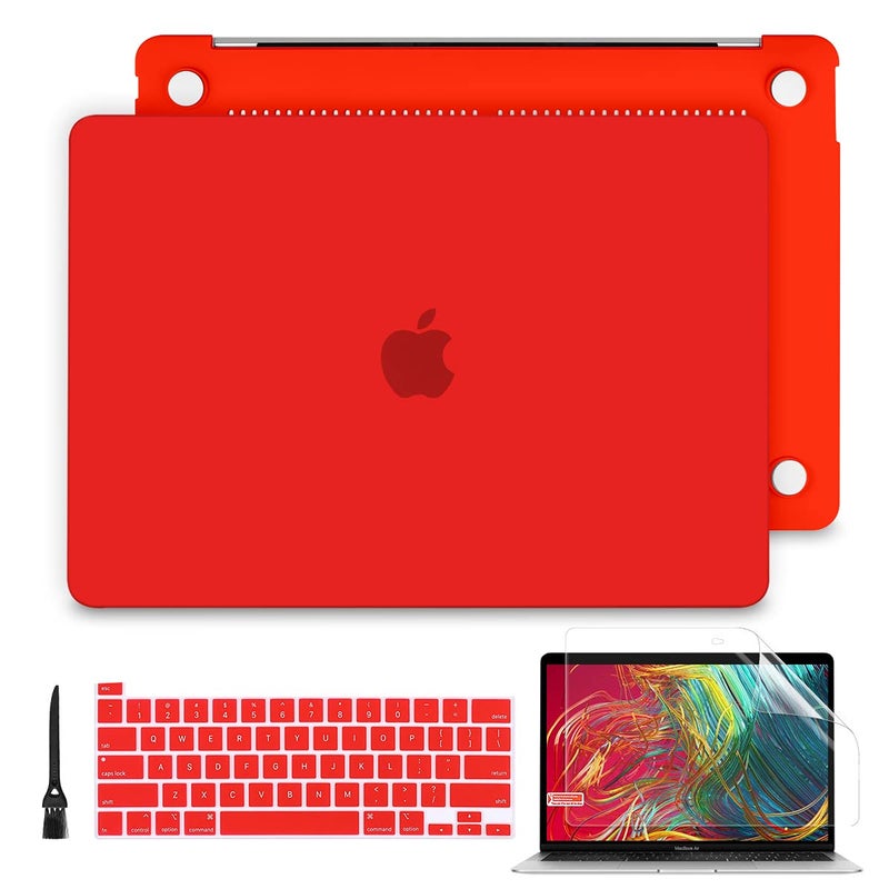 Batianda Laptop Case for New MacBook Pro 13 2022 2020 Release Plastic Hard Shell Cover with Keyboard Cover and Screen Protector for Mac Pro 13'' Touch Bar Model M2 M1 A2338/A2289/A2251,Matte Red - Image 1